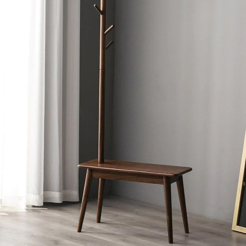 LOFT Solid Wood Coat Rack with Shoe Stool