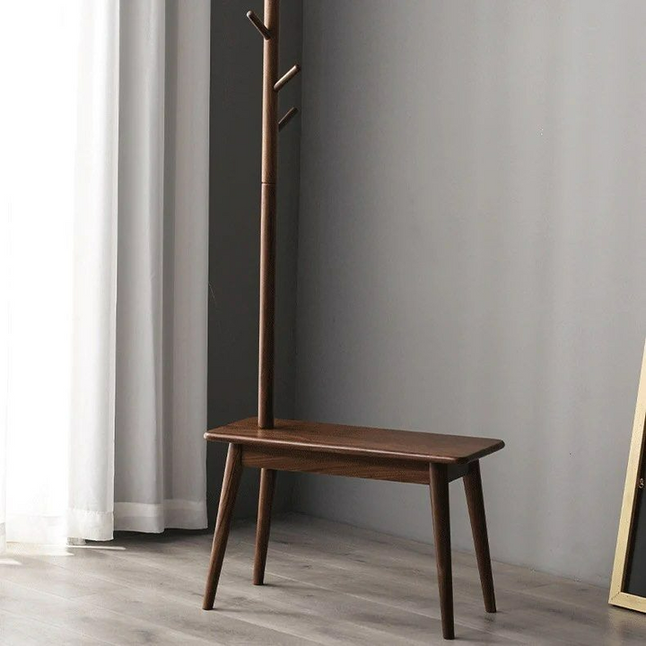 LOFT Solid Wood Coat Rack with Shoe Stool