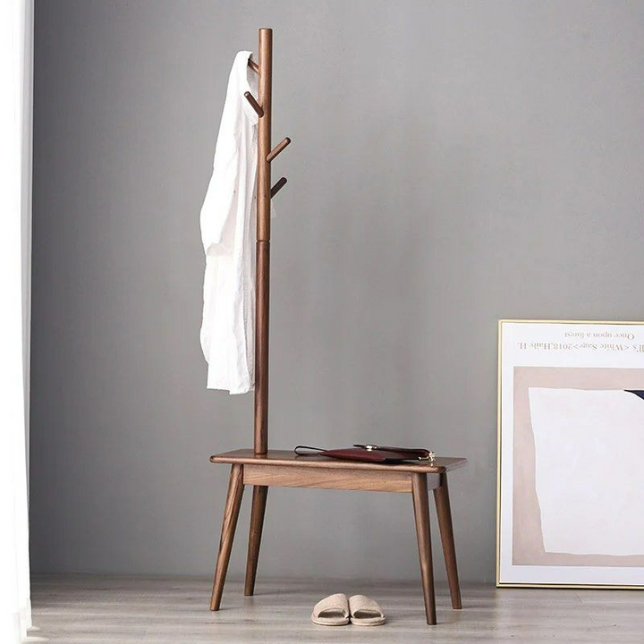 LOFT Solid Wood Coat Rack with Shoe Stool