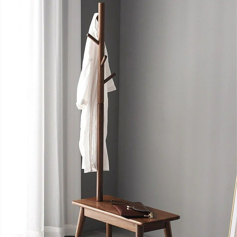 LOFT Solid Wood Coat Rack with Shoe Stool