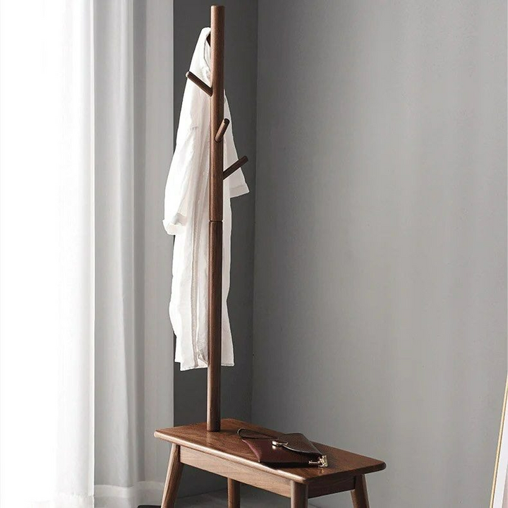 LOFT Solid Wood Coat Rack with Shoe Stool