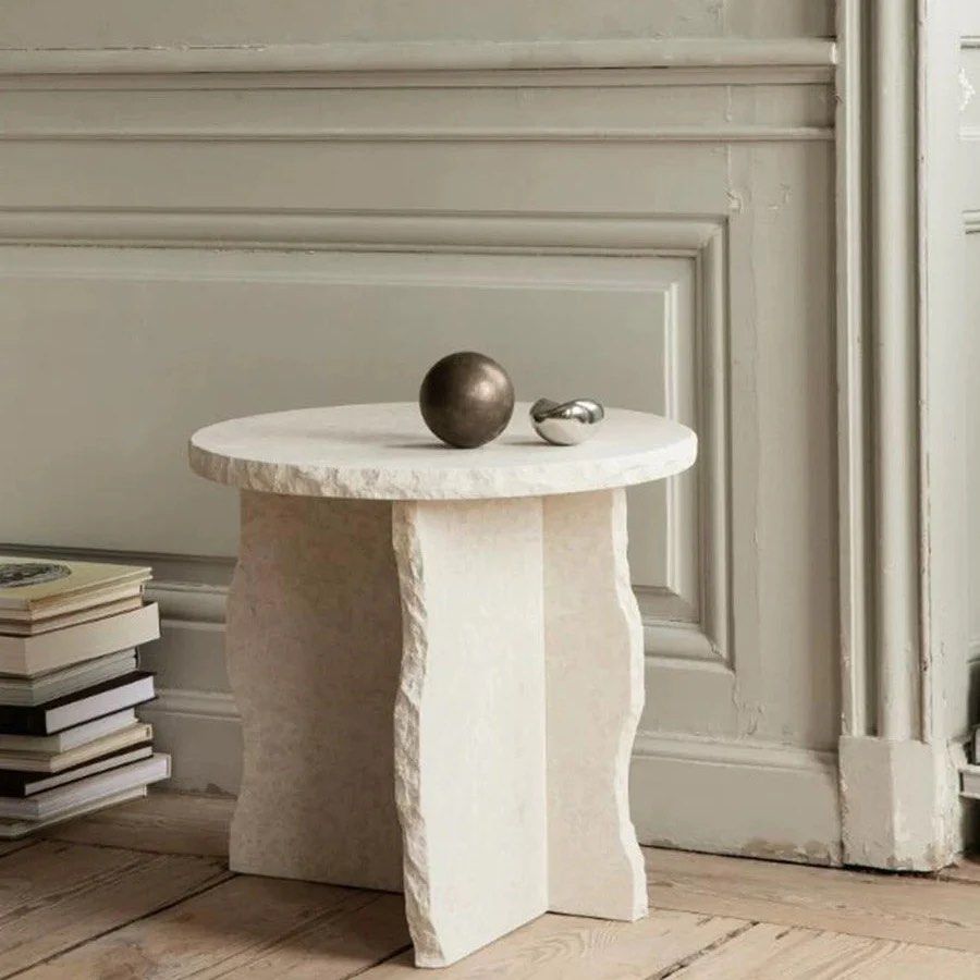 TIGENN Travertine Side Table