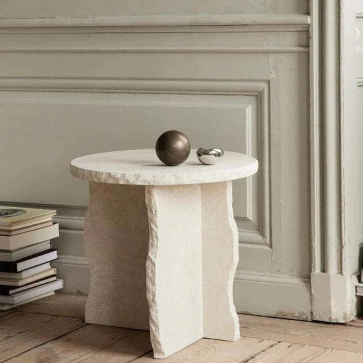 TIGENN Travertine Side Table