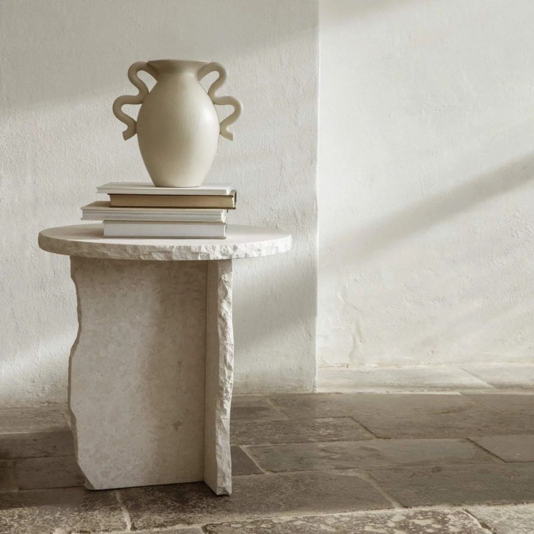 TIGENN Travertine Side Table