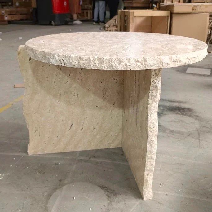 TIGENN Travertine Side Table