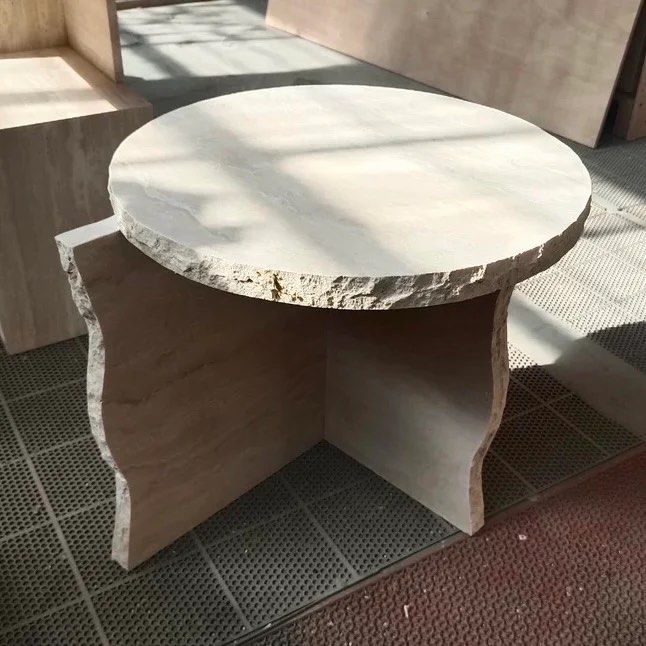 TIGENN Travertine Side Table