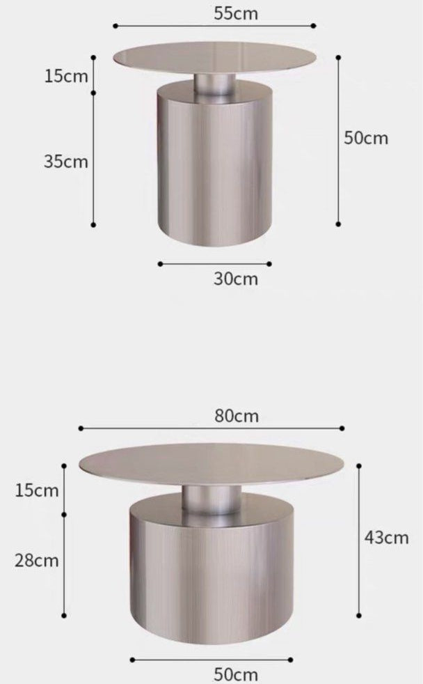 HENDRA Modern Stainless Steel Coffee Tables