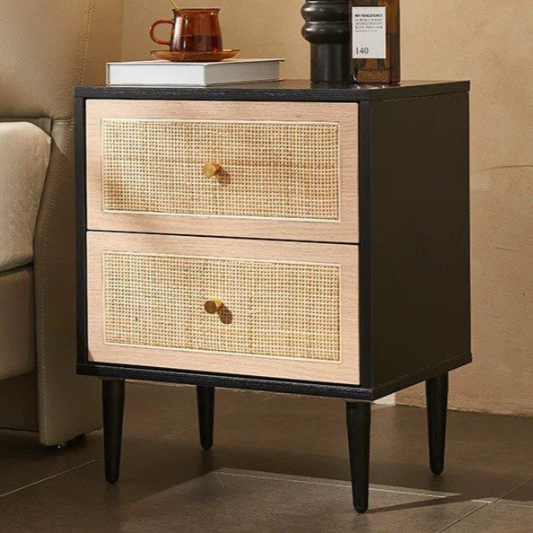 TRAEL Japandi Rattan Bedside Table