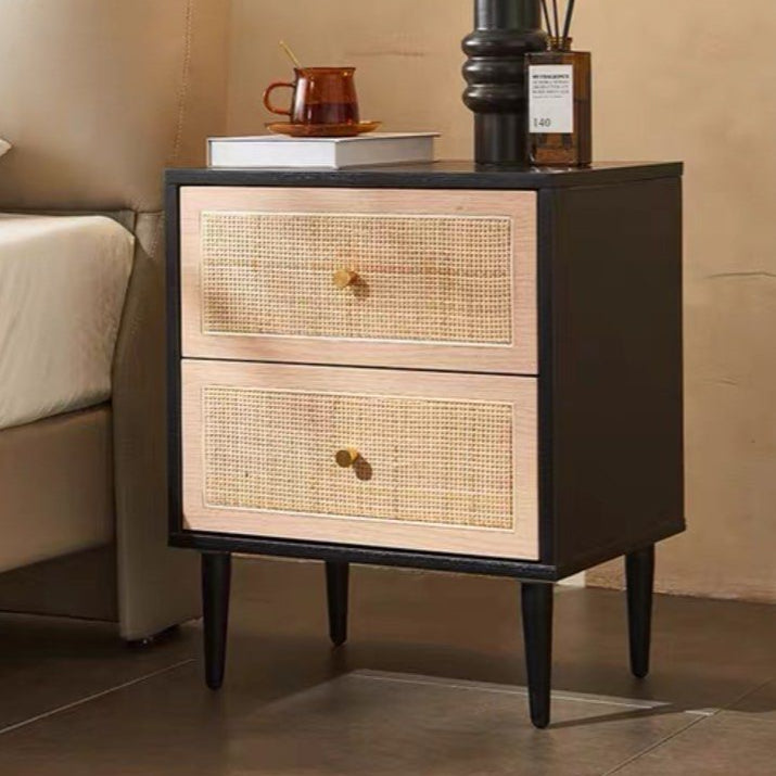 TRAEL Japandi Rattan Bedside Table