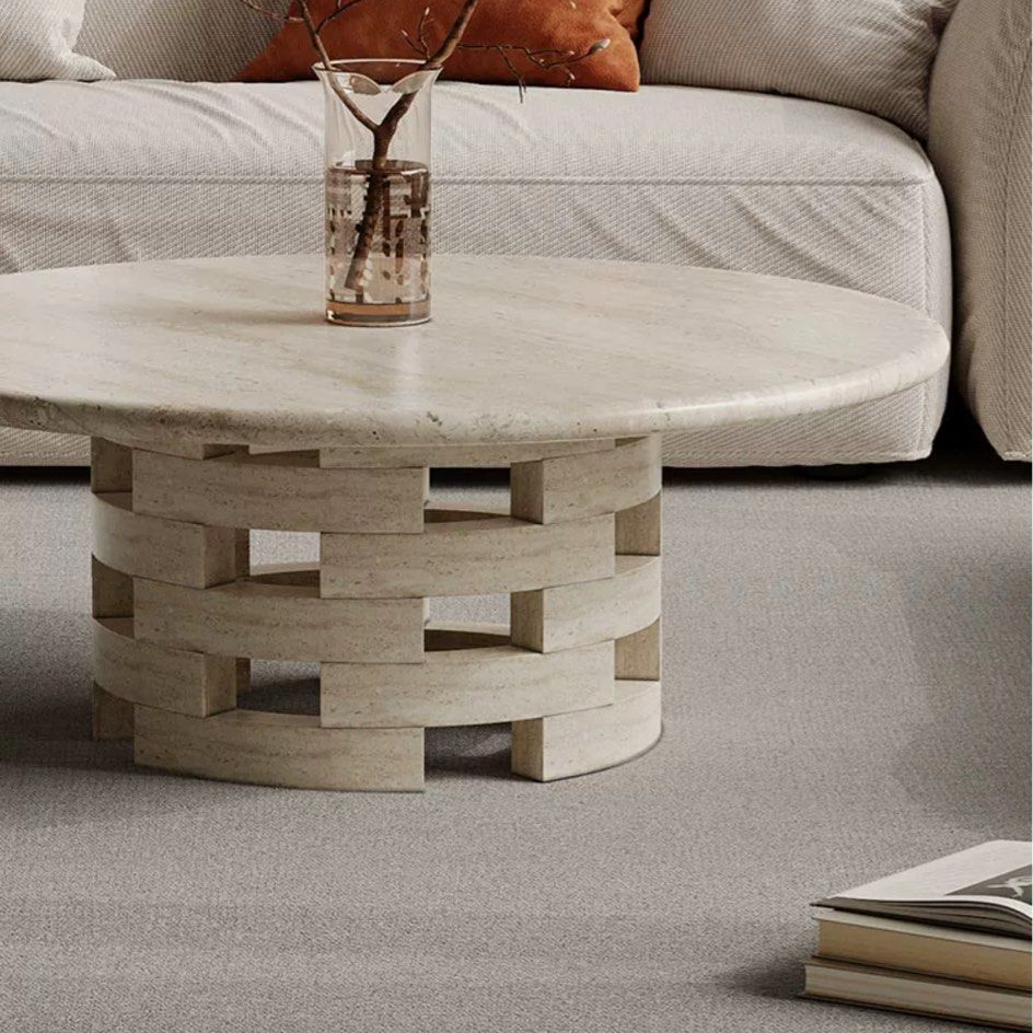 VESELE Modern Travertine Coffee Table