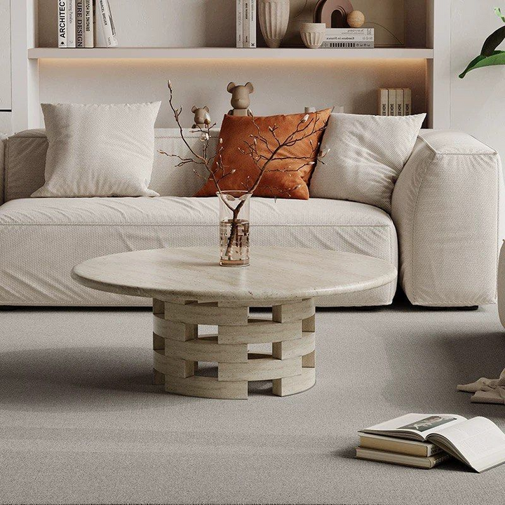 VESELE Modern Travertine Coffee Table