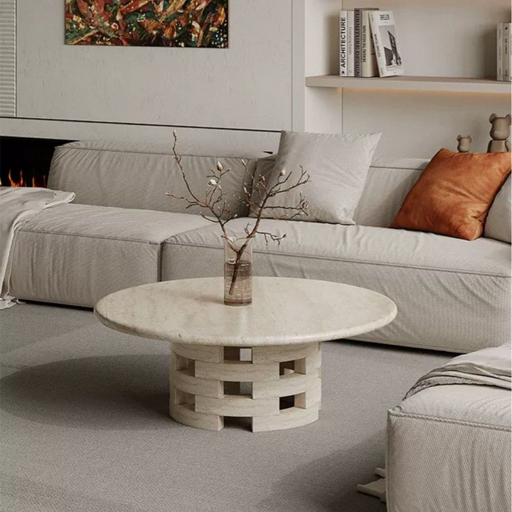 VESELE Modern Travertine Coffee Table