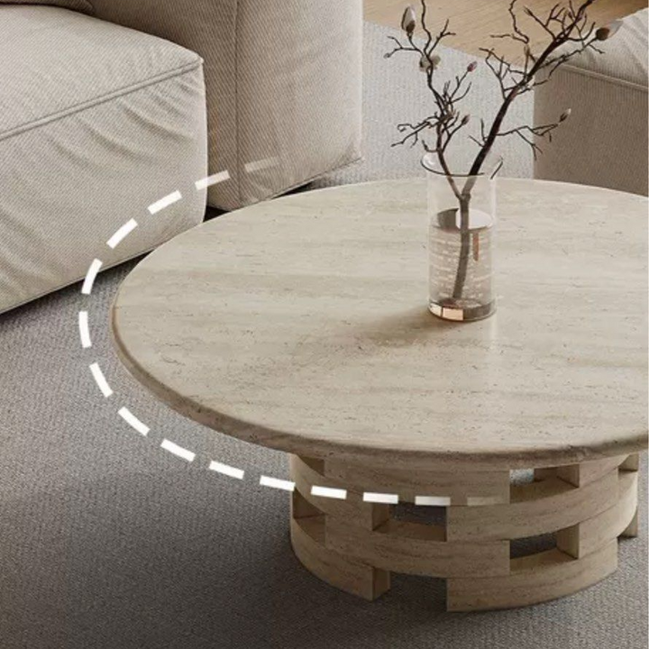 VESELE Modern Travertine Coffee Table