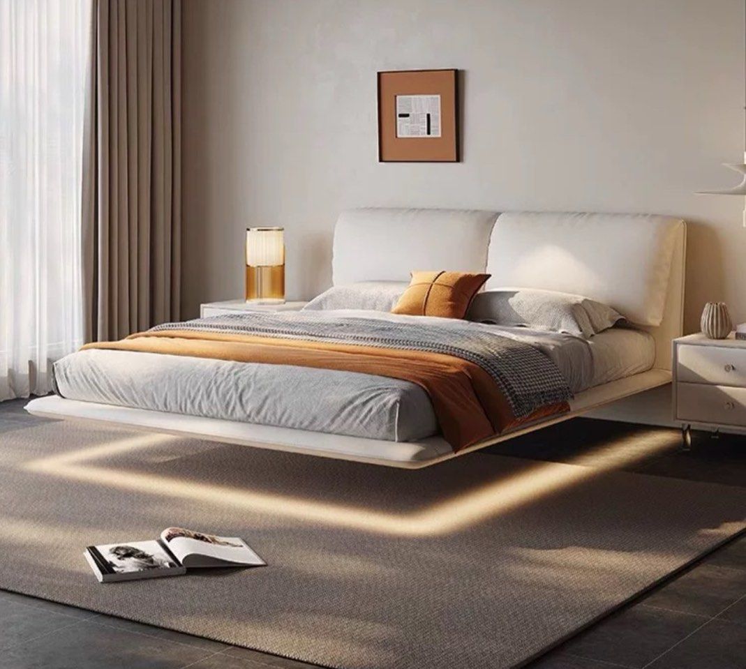 VAIRA Modern Floating Leather Bed