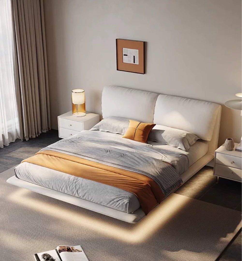 VAIRA Modern Floating Leather Bed