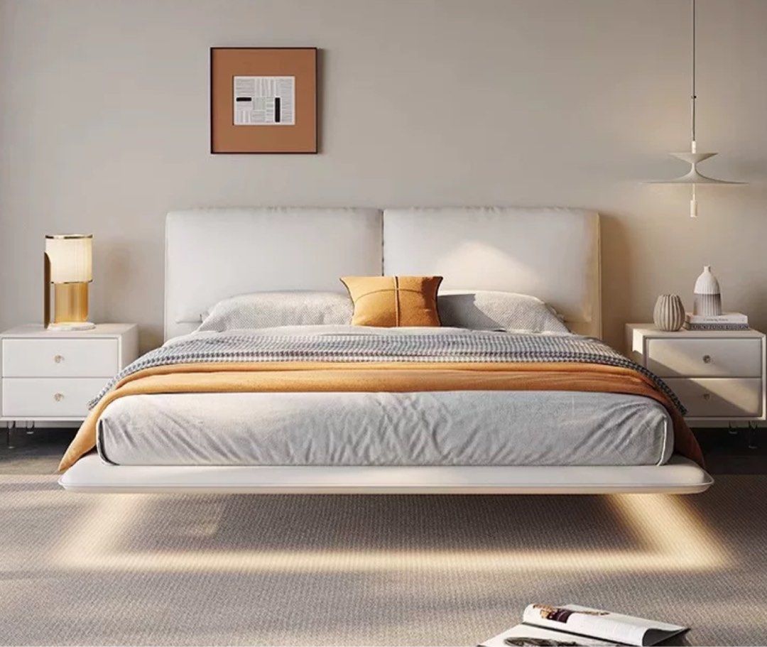 VAIRA Modern Floating Leather Bed