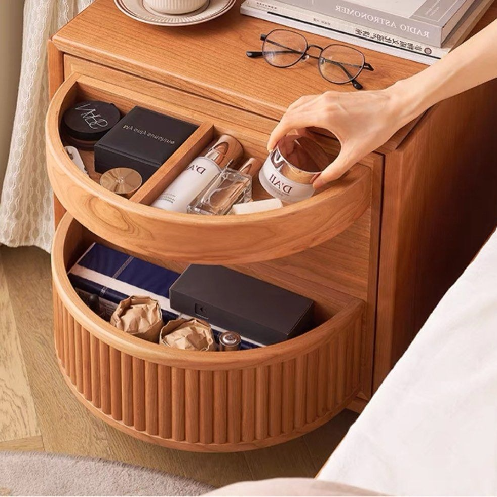 SAPER Modern Rotatable Solid Wood Side Table
