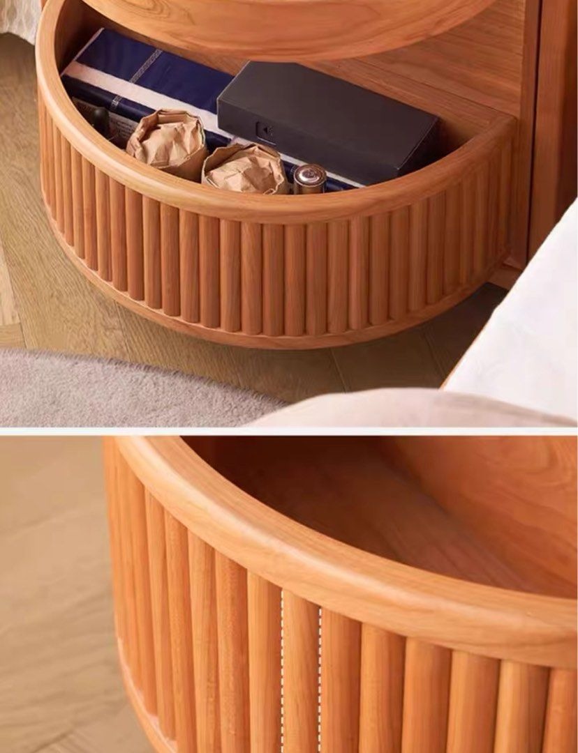 SAPER Modern Rotatable Solid Wood Side Table