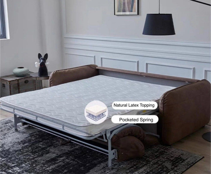 MARCOSA Foldable Leather Sofa Bed with Mattress