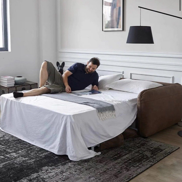 MARCOSA Foldable Leather Sofa Bed with Mattress