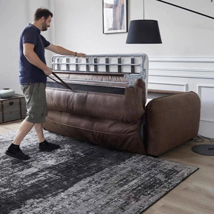 MARCOSA Foldable Leather Sofa Bed with Mattress