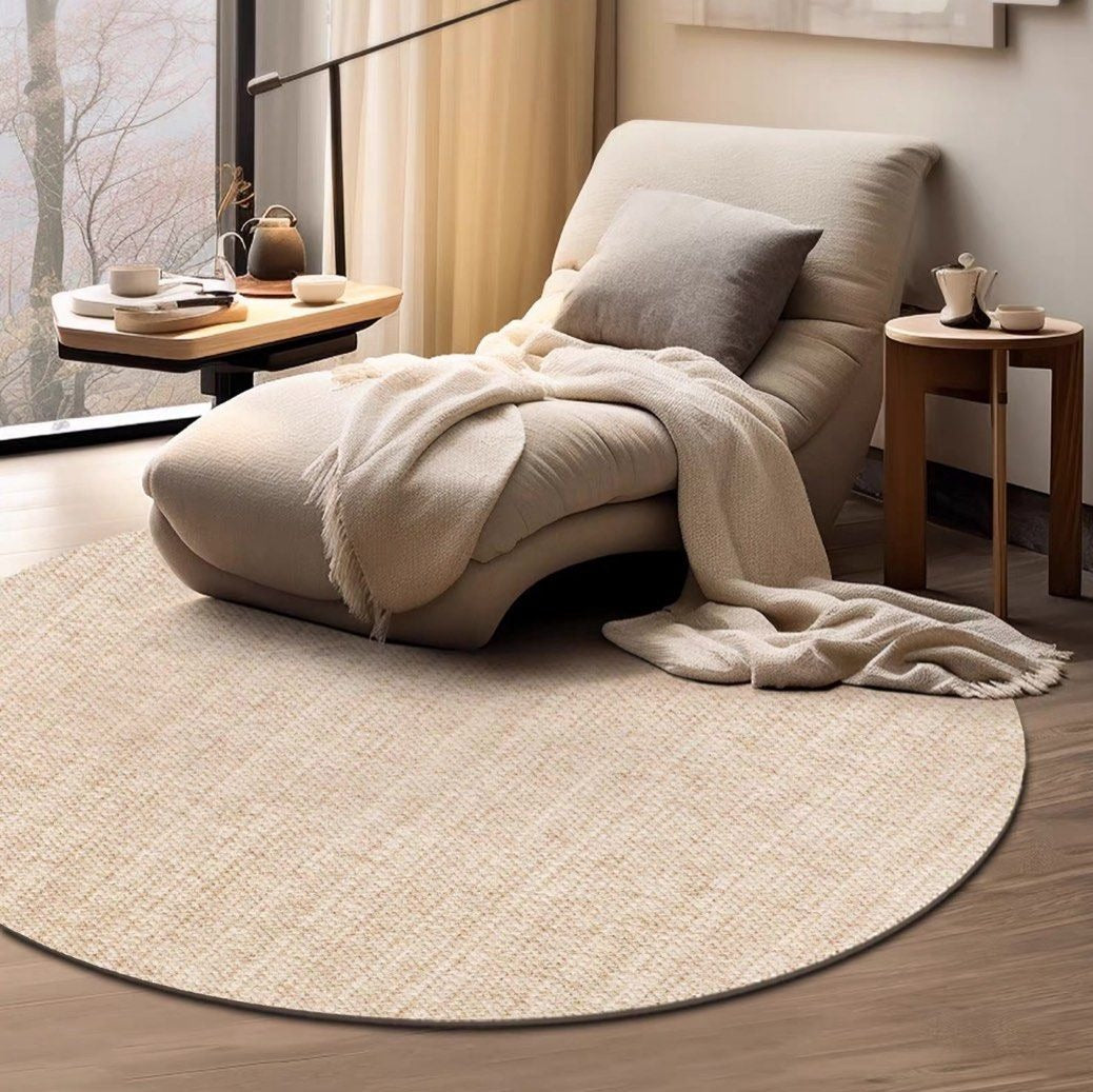 ZACHARIAS Modern Khaki Wool Round Rug