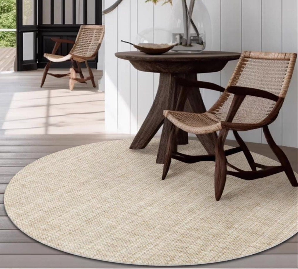 ZACHARIAS Modern Khaki Wool Round Rug