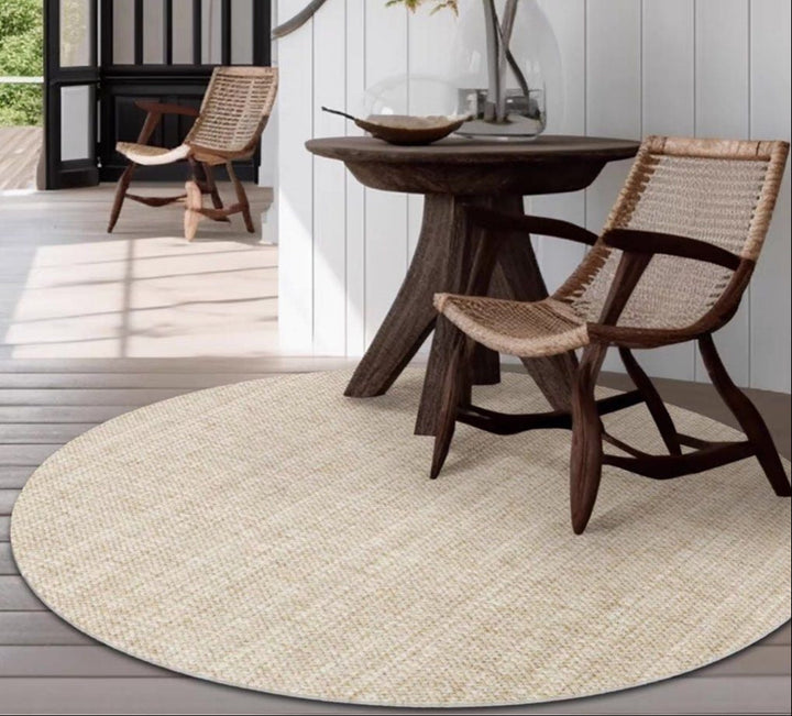 ZACHARIAS Modern Khaki Wool Round Rug