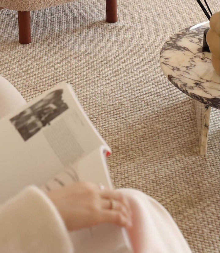 ZACHARIAS Modern Khaki Wool Round Rug