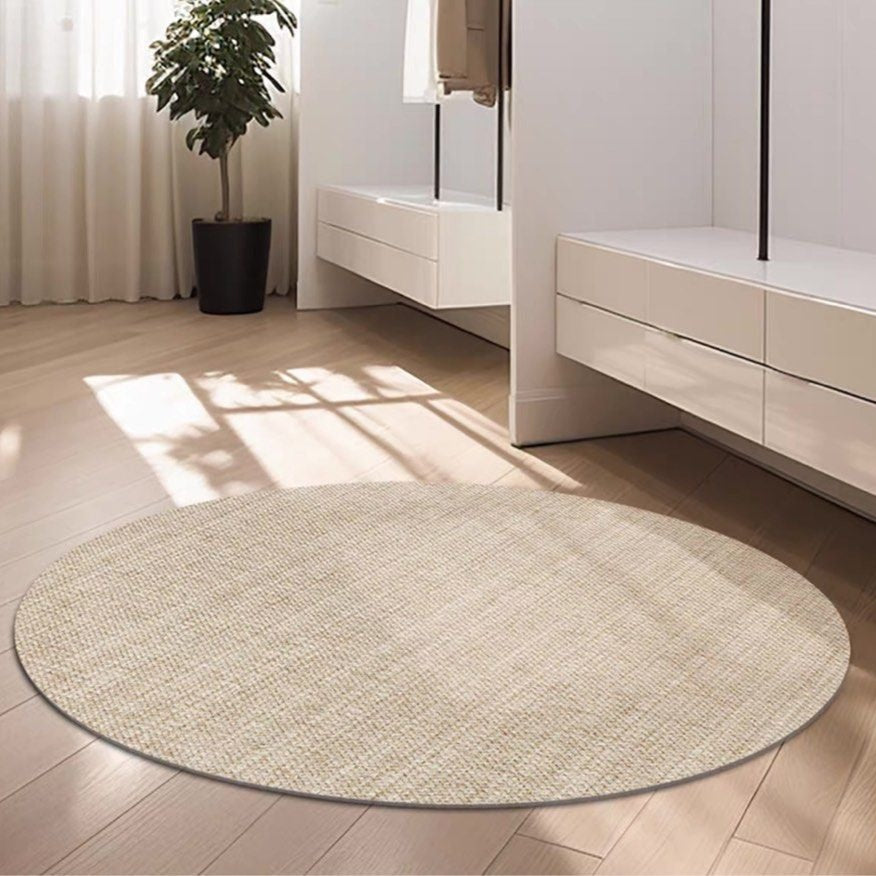 ZACHARIAS Modern Khaki Wool Round Rug