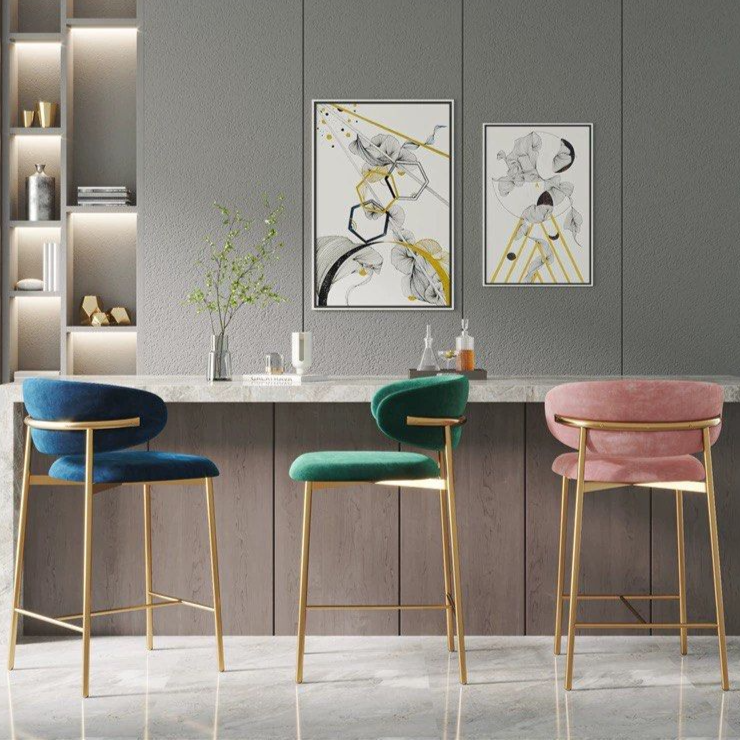 VELE Modern Velvet Bar Stool