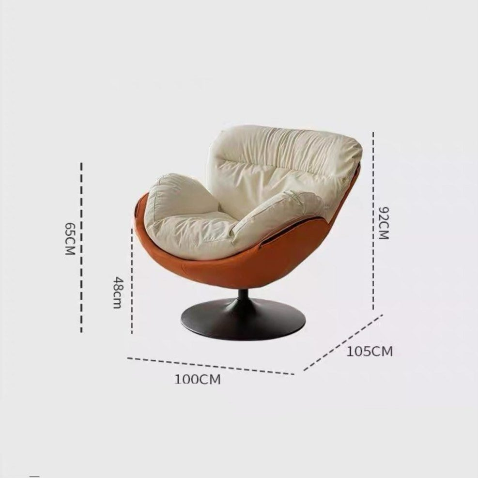 MILA Modern Leather Swivel Lounge Chair