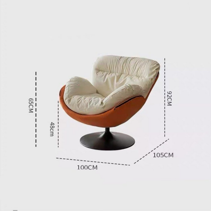MILA Modern Leather Swivel Lounge Chair