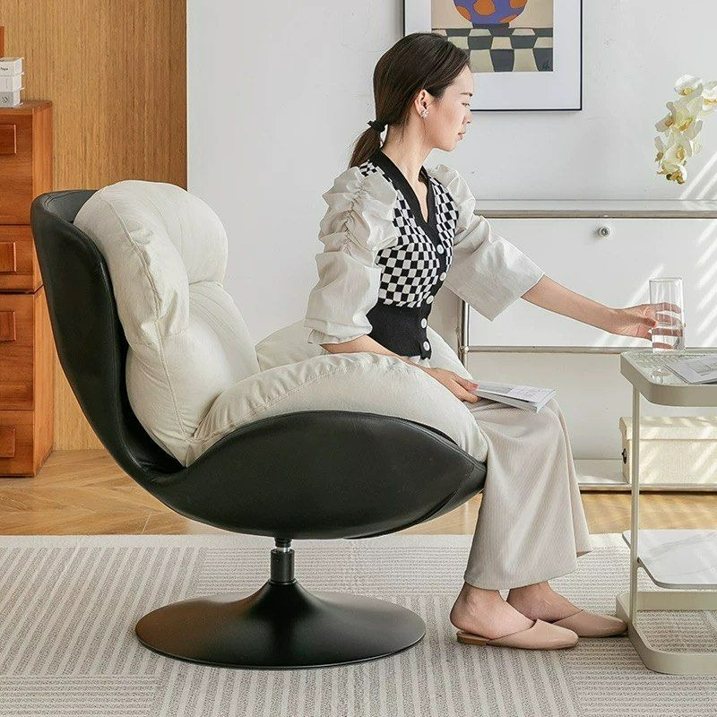 MILA Modern Leather Swivel Lounge Chair