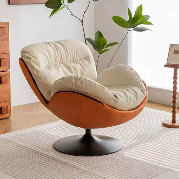 MILA Modern Leather Swivel Lounge Chair