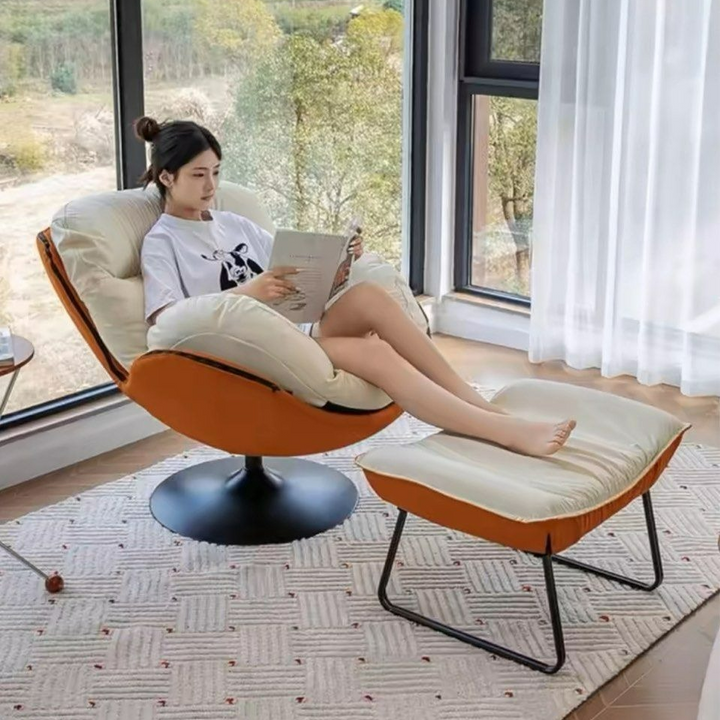 MILA Modern Leather Swivel Lounge Chair