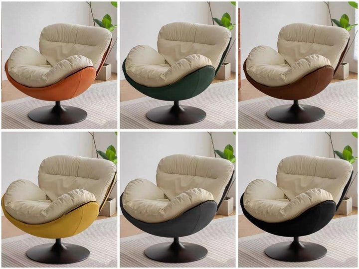 MILA Modern Leather Swivel Lounge Chair
