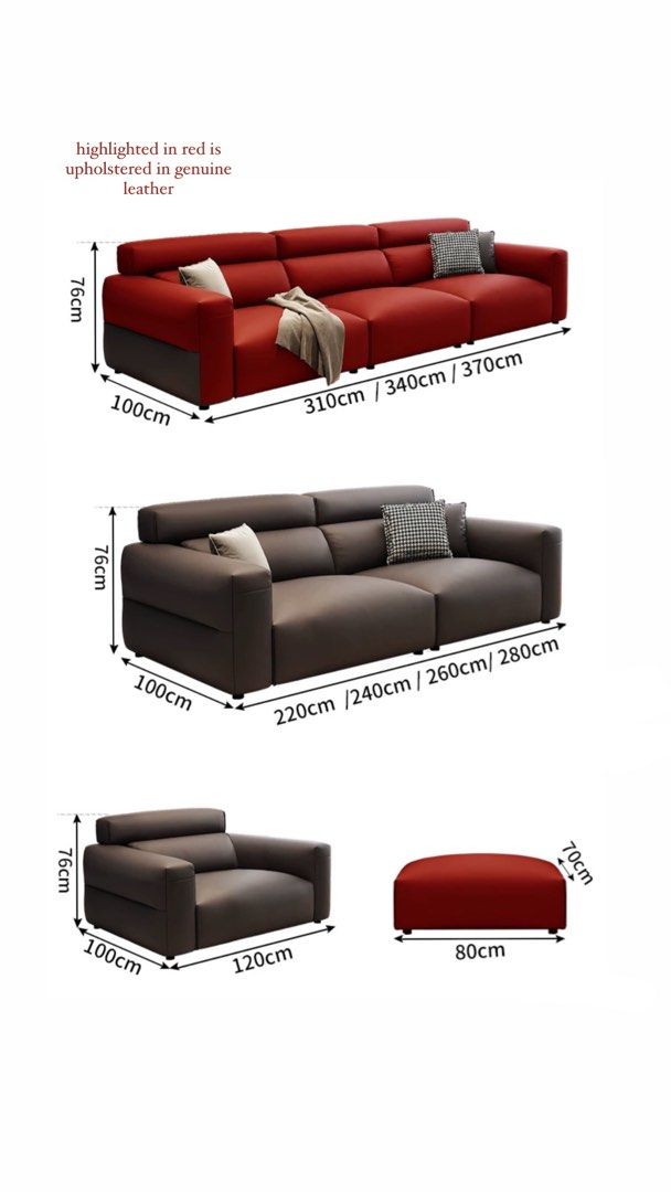 ROVINO Modern Genuine Leather Sofa