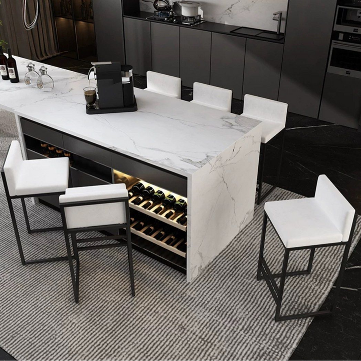 MANTHA Modern Velvet Bar Stool