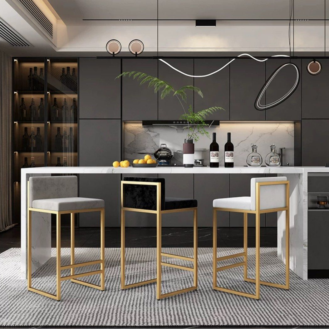 MANTHA Modern Velvet Bar Stool