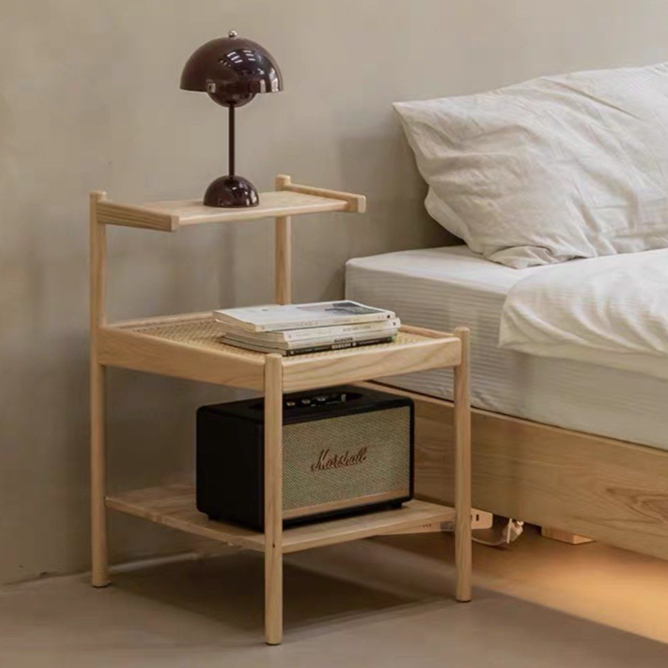 VUNA Japandi Rattan Bedside Table