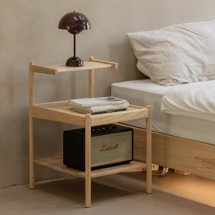 VUNA Japandi Rattan Bedside Table