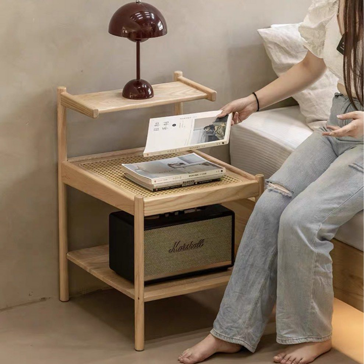 VUNA Japandi Rattan Bedside Table