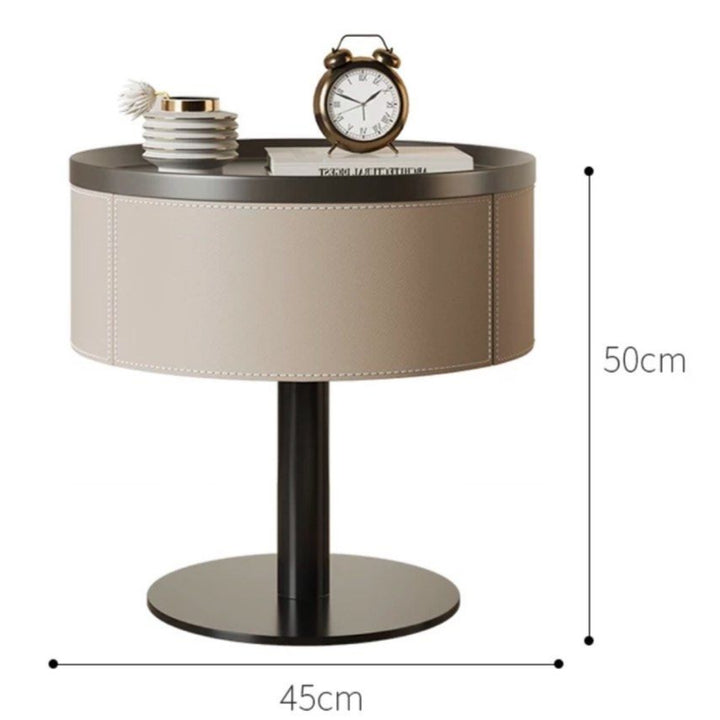 WADRE Modern Saddle Leather Bedside Table