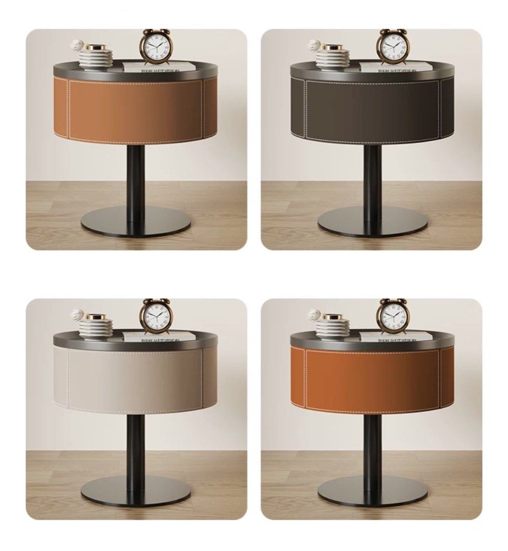 WADRE Modern Saddle Leather Bedside Table