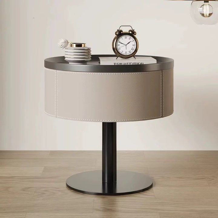 WADRE Modern Saddle Leather Bedside Table