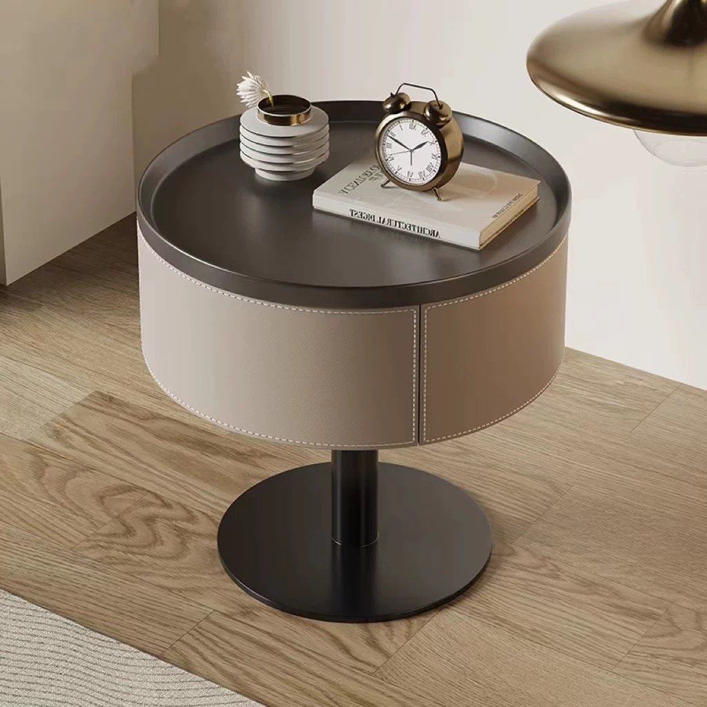 WADRE Modern Saddle Leather Bedside Table