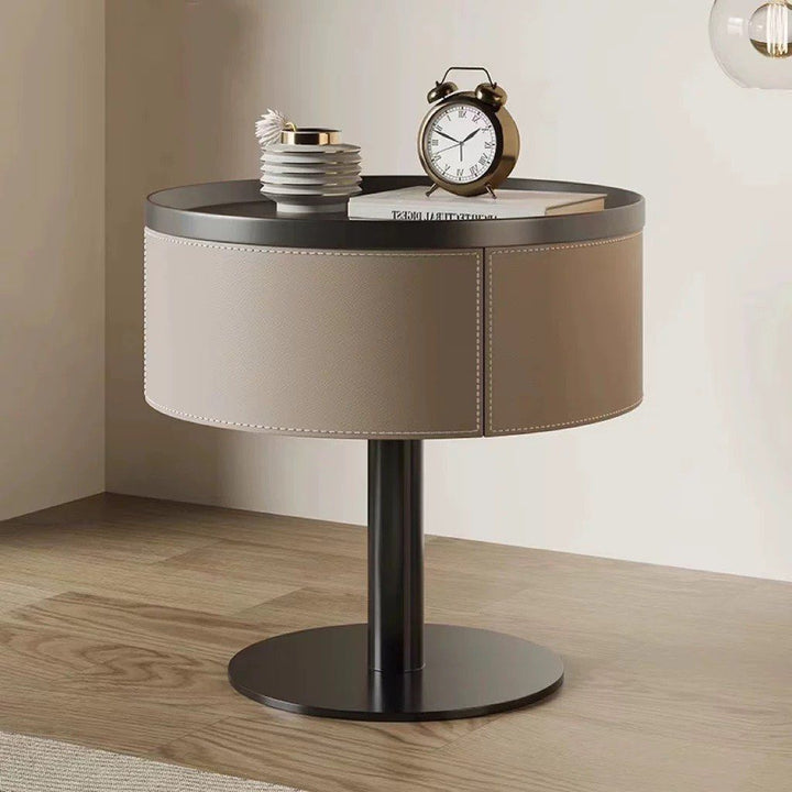 WADRE Modern Saddle Leather Bedside Table