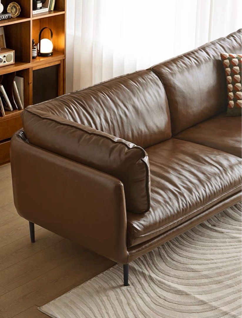DRIANNA Modern Waxed Leather Sofa