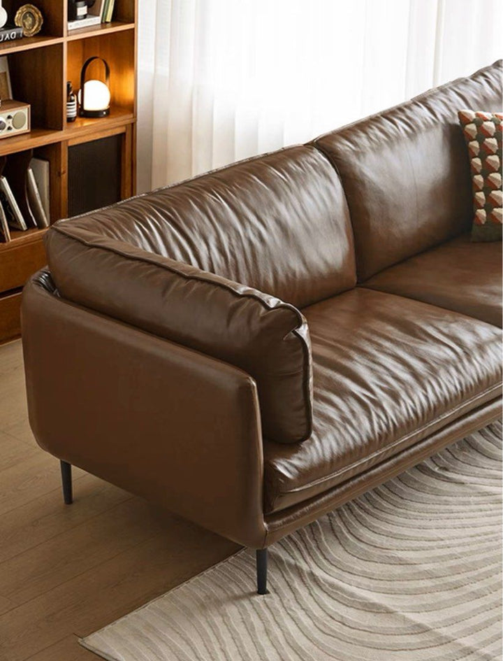 DRIANNA Modern Waxed Leather Sofa